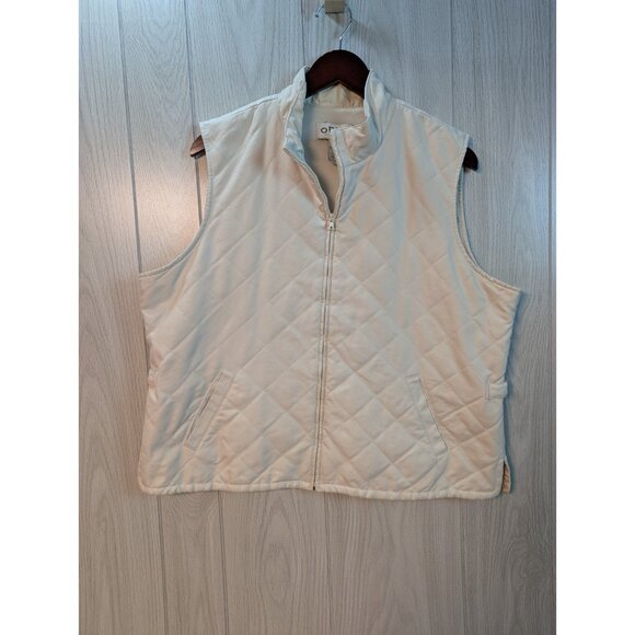 Orvis Quilted Vest Cream Pockets Zip Size XL Full Zip Adjustable Sides - Picture 1 of 6